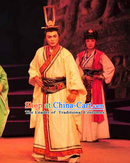 Eastern Zhou Dynasty Chinese Spring Autumn Period Guan Zhong Prime Minister Costume and Hat Complete Set for Men
