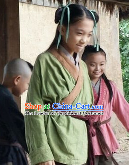 Chinese Eastern Zhou Dynasty Kids Clothing Costume Complete Set