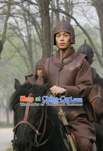 China Eastern Zhou Dynasty Palace Superhero Chinese Strategist Militarist Sunzi Sun Wu Costume Armor Suit Complete Set for Men