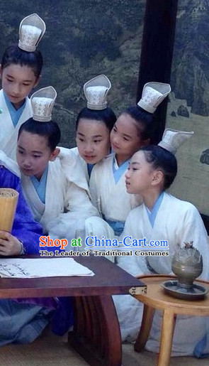 Chinese Costume Chinese Classic Costumes National Garment Outfit Clothing Clothes Ancient Jin Dynasty Student Suits for Kids