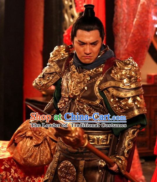 Ancient Chinese Tang Dynasty General Knight Superhero Qin Qiong Costume Complete Set for Men