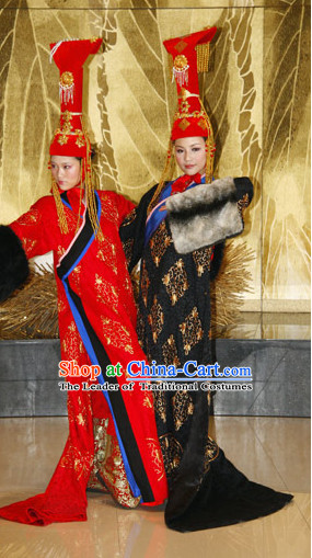 Red Yuan Dynasty Empress Princess Garment Clothing Chinese Costume Complete Set for Women
