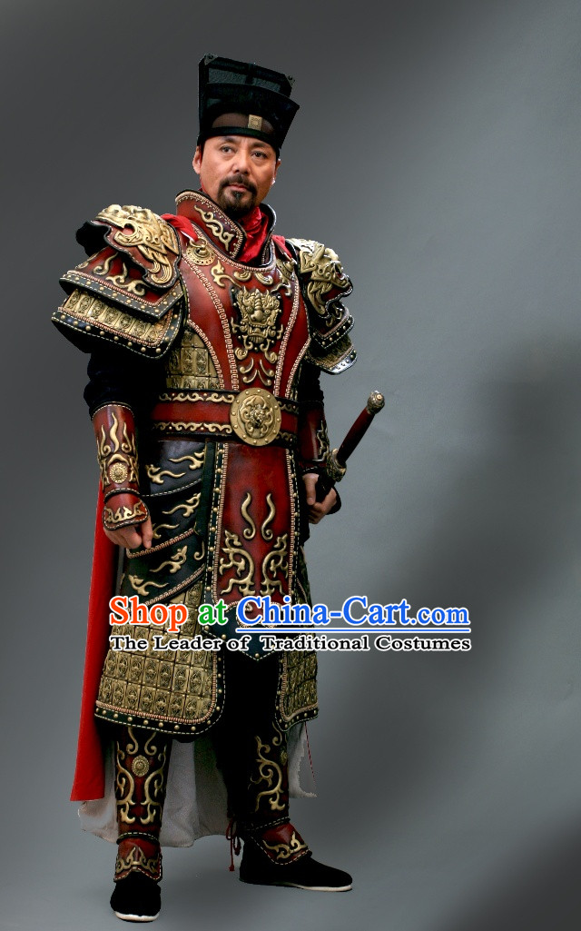 Song Dynasty Generals of the Yang Family Superhero General Armor Costume Costumes Dresses Clothing Clothes Garment Outfits Suits Complete Set for Men