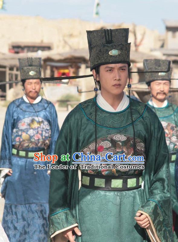 Song Dynasty Wang Zongshi Chancellor Official Costume Costumes Dresses Clothing Clothes Garment Outfits Suits Complete Set for Men