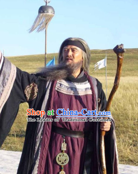Yuan Dynasty Cheng Ji Si Han Genghis Khan Costume Costumes Dresses Clothing Clothes Garment Outfits Suits Complete Set for Men