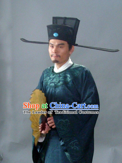 Song Dynasty Chinese Economist Statesman Chancellor and Poet Ouyang Xiu Costume Costumes Dresses Clothing Clothes Garment Outfits Suits Complete Set for Men