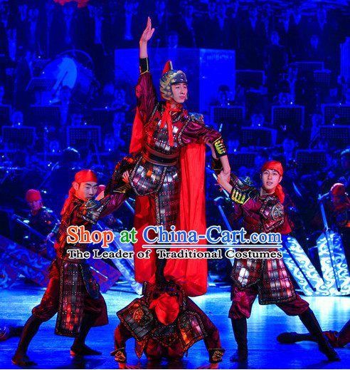 Ming Dynasty Opera Warrior Costumes Dresses Clothing Clothes Garment Outfits Suits Complete Set for Men
