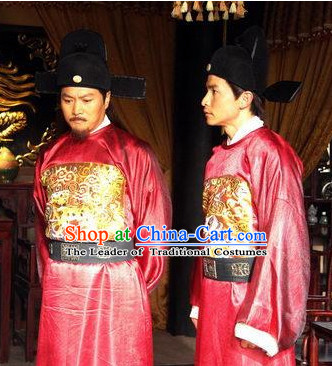 Ming Dynasty Official Military Strategist Statesman Poet Liu Bowen Costumes Dresses Clothing Clothes Garment Outfits Suits Complete Set for Men