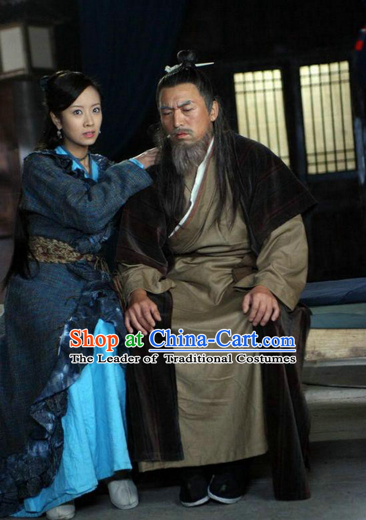 Ming Dynasty Writer Luo Guanzhong Costumes Dresses Clothing Clothes Garment Outfits Suits Complete Set for Men