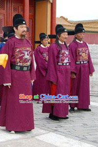 Ming Dynasty Official Statesman Officer Chancellor Costumes Dresses Clothing Clothes Garment Outfits Suits Complete Set for Men
