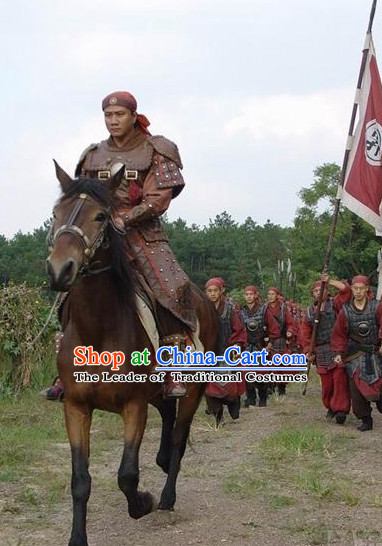 Ming Dynasty Military General Xu Da Armor Costumes Dresses Clothing Clothes Garment Outfits Suits Complete Set for Men