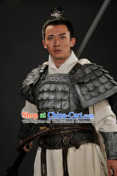 Chinese Han Dynasty Distinguished Military General Huo Qubing Costumes Dresses Clothing Clothes Garment Outfits Suits Complete Set for Men