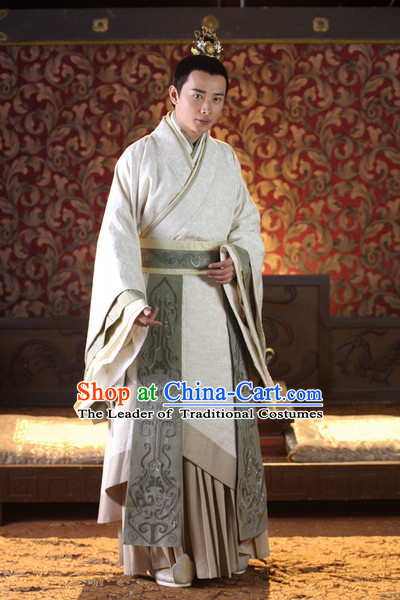 Chinese Han Dynasty Official Prime Minster Li Si Costumes Dresses Clothing Clothes Garment Outfits Suits Complete Set for Men