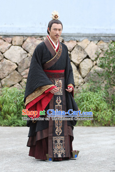 Chinese Emperor Wen of Han Costumes Dresses Imperial Clothing Clothes Garment Outfits Suits Complete Set for Men
