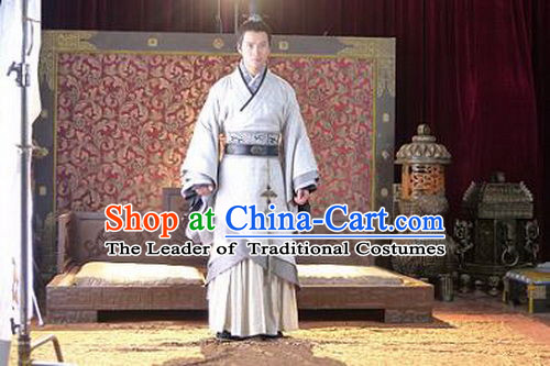 Chinese Han Dynasty Nobleman Costumes Dresses Clothing Clothes Garment Outfits Suits Complete Set for Men