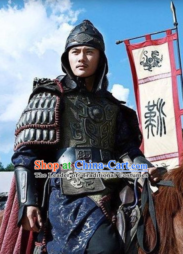Chinese Qin Dynasty General Duke Li Xin Armor Costumes Dresses Clothing Clothes Garment Outfits Suits Complete Set for Men