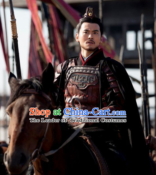 Chinese Qin Dynasty General Bai Qi Armor Costumes Dresses Clothing Clothes Garment Outfits Suits Complete Set for Men