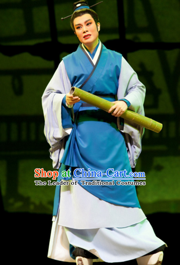 Chinese Qin Dynasty Scholar Poet Painter Costume Dresses Clothing Clothes Garment Outfits Suits Complete Set for Men