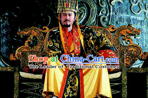 Chinese Qin Dynasty Emperor Qin Shi Huang Costumes Dresses Clothing Clothes Garment Outfits Suits Complete Set for Kids