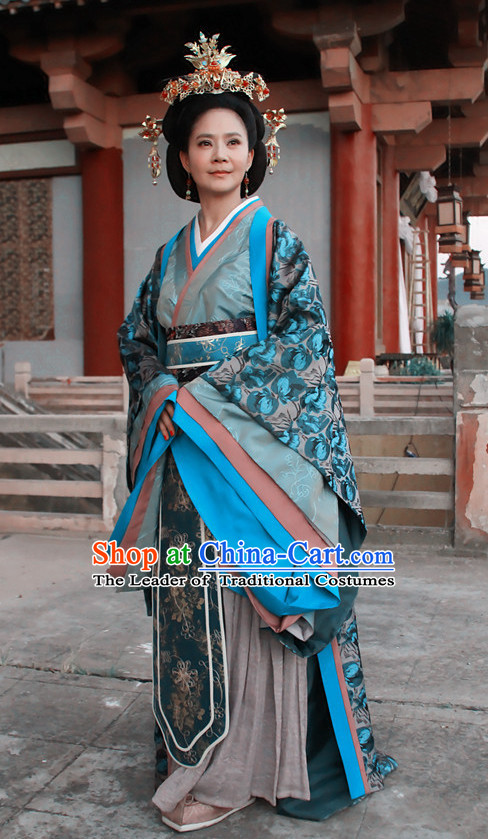 Chinese Han Dynasty Empress Costume Dresses Clothing Clothes Garment Outfits Suits Complete Set for Women