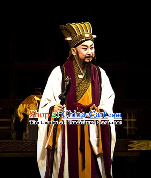 Chinese Opera Prime Minster Costume Dresses Clothing Clothes Garment Outfits Suits Complete Set for Men