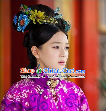 Chinese Qing Dynasty Imperial Princess Queen Headwear Headdress Hair Jewelry Headpieces
