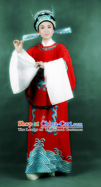 Chinese Opera Classic Water Sleeve Long Sleeves Official Costume Dress Wear Outfits Suits for Men
