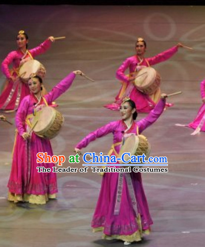 South Korean North Korea Chaoxian Ethnic Minority Drum Dance Costumes Complete Set for Women