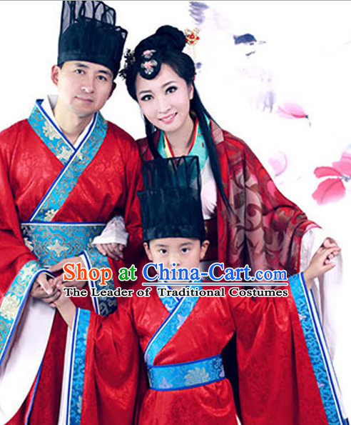 Chinese Han Dynasty Costume Ancient China Costumes Han Fu Dress Wear Outfits Suits Clothing for Men Women Kids