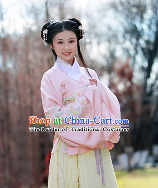 Ming Dynasty Clothing Chinese Classic Costume Ancient China Costumes Han Fu Dress Wear Garment Outfits Suits Clothing and Hair Accessories Complete Set for Women