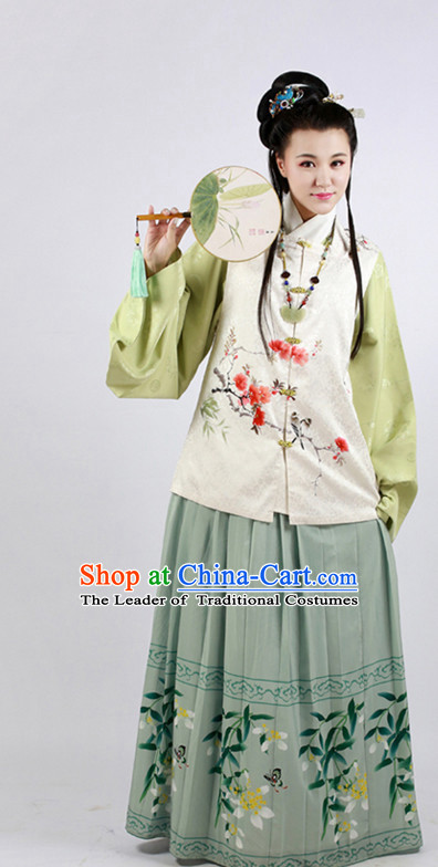 Ming Dynasty Clothing Chinese Classical Costume Ancient China Costumes Han Fu Dress Wear Garment Outfits Suits Clothing and Hair Accessories Complete Set for Women