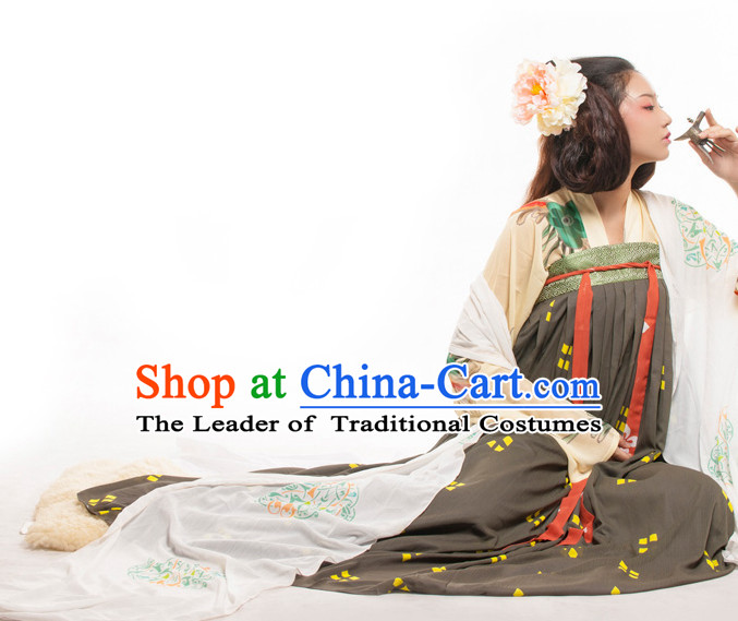 Chinese Ancient Tang Dynasty Spring Summer Costume China online Shopping Traditional Costumes Dress Wholesale Asian Culture Fashion Clothing and Hair Accessories for Women
