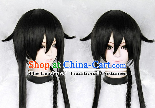 Black Chinese Ancient Knight Cosplay Long Wigs Classic Wig for Women