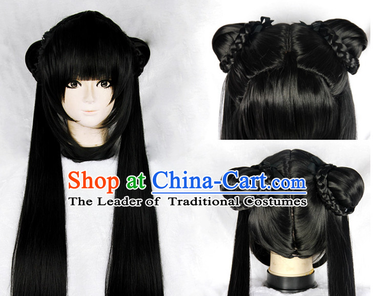 Black Chinese Ancient Heroine Cosplay Long Wigs Classic Wig for Women