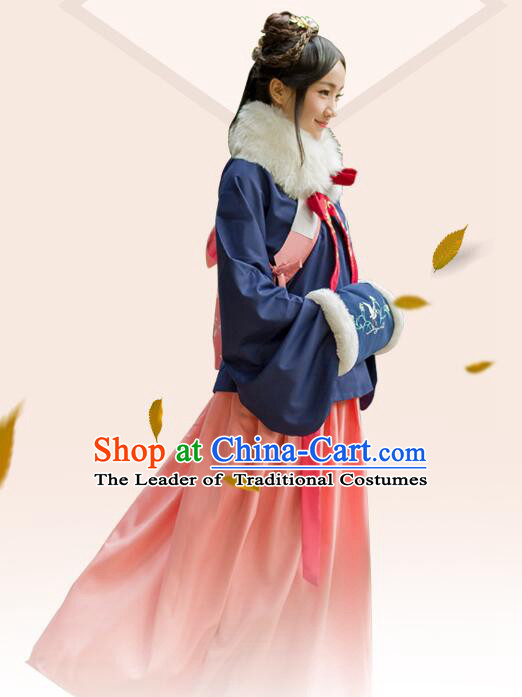 Chinese Ming Dynasty Princess Dress Clothing and Hair Jewelry Complete Set for Women and Girls