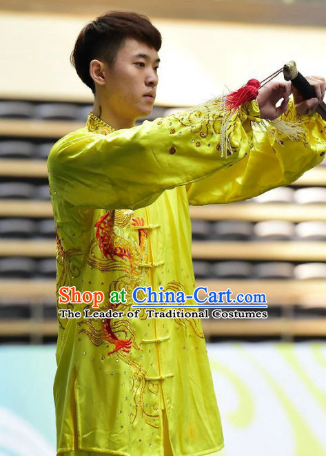 Yellow Tai Chi Swords Taiji Tai Ji Sword Martial Arts Supplies Chi Gong Qi Gong Kung Fu Kungfu Uniform Clothing Costume Suits Uniforms for Men and Boys