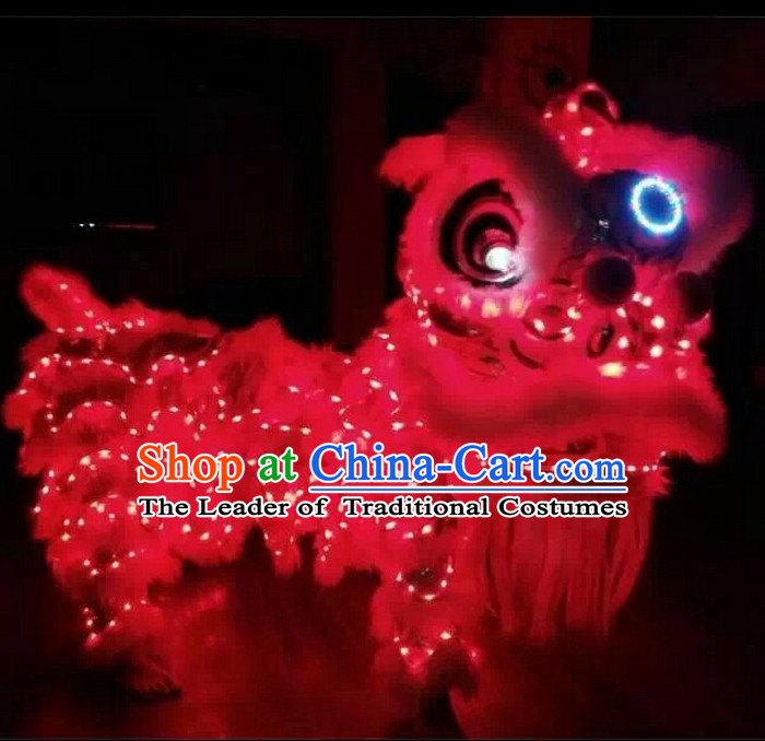Red Top Supreme LED Lights Lion Dance Costumes Complete Set
