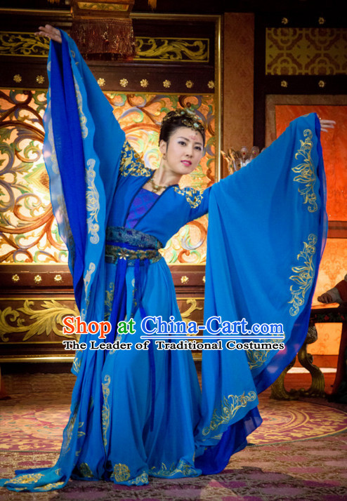 Chinese Classic Dance Costume Ancient Chinese Costumes Japanese Korean Asian Fashion Han Dynasty Princess Han Fu Suits Outfits Garment Dress Clothes and Hair Jewelry for Women