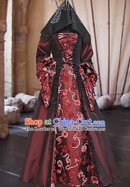 Traditional Medieval Costume Renaissance Costumes Historic Empress Queen Clothing Complete Set for Women