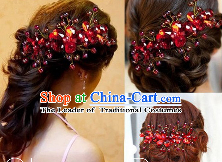 Chinese Wedding Hair Accessories Hair Jewelry Fascinators Headbands Hair Clips Bands Bridal Comb Pieces Barrettes