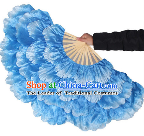 Traditional Blue Peony Flower Dance Hands Fan Hand Fan Stage Performance Parade Korean Japanese Chinese Fan