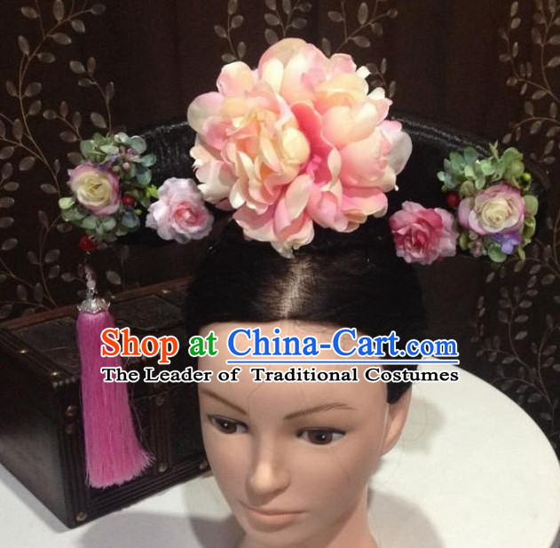 Ancient Chinese Qing Dynasty Wigs Female Wigs Toupee Wig Hair Extensions Sisters Weave Cosplay Wigs Lace and Hair Jewelry for Women