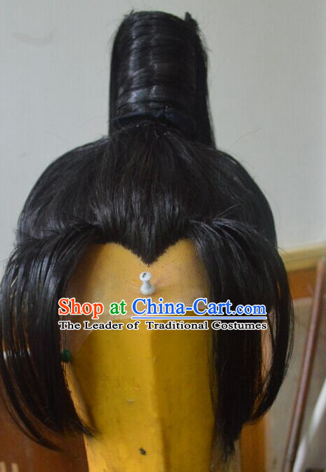 Ancient Chinese Japanese Korean Asian Old Men Long Wigs Cosplay Wig Performance Hair Extensions Real Wigs Toupee Full Lace Front Weave Pieces and Accessories for Men
