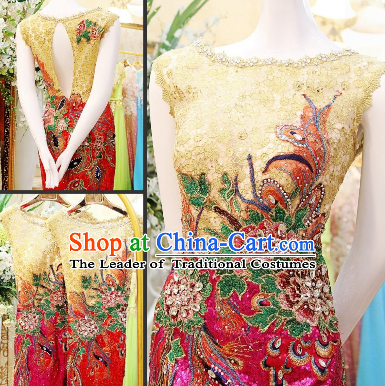 Amazing Chinese Sexy Boat Neck Wedding Evening Dress for Brides