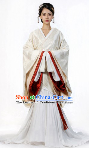Ancient Chinese Han Dynasty Garment and Headwear Complete Set for Women