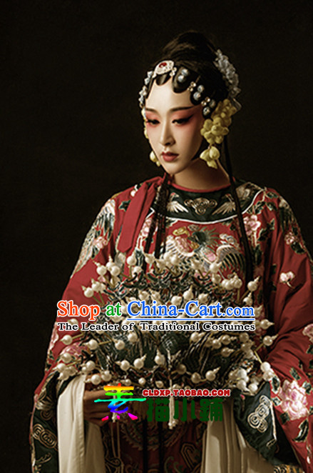 Traditional Chinese Opera Dress and Headwear Complete Set for Women