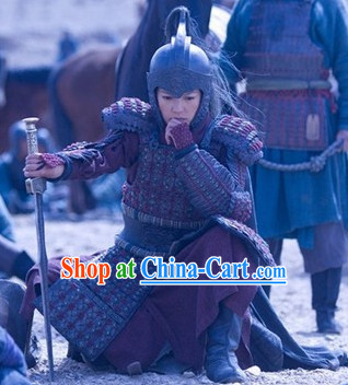 Chinese Ancient General Knight Armor Helmet Costumes Complete Set