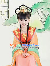 China Tang Princess Costumes and Headwear Complete Set for Girls
