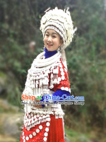 China Miao Minority Ethnic Clothes and Miao Silver Accessories for Women