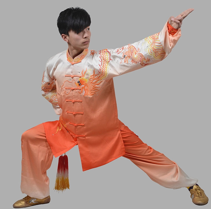 Big Dragon Embroidery Color Transition Martial Arts Competition online Clothing Complete Set
